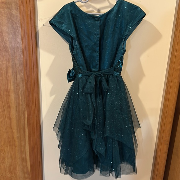 Jona Michelle Teal Sequin Dress with Bow - Picture 4 of 6